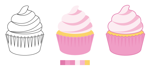 طريقة رسم حلويات الكب كيك باستخدام Illustrator أدوبي إليستريتور