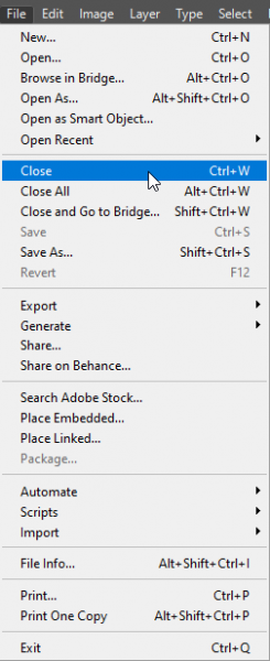 قائمة ملف في أدوبي فوتوشوب Adobe Photoshop
