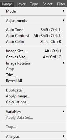 قائمة الصورة في أدوبي فوتوشوب Adobe Photoshop