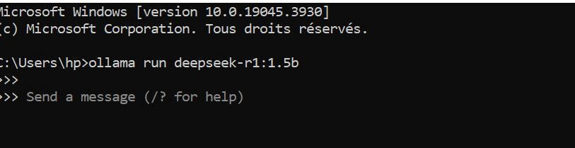 لصق تعليمة ollama run deepseek-r1:1.5b